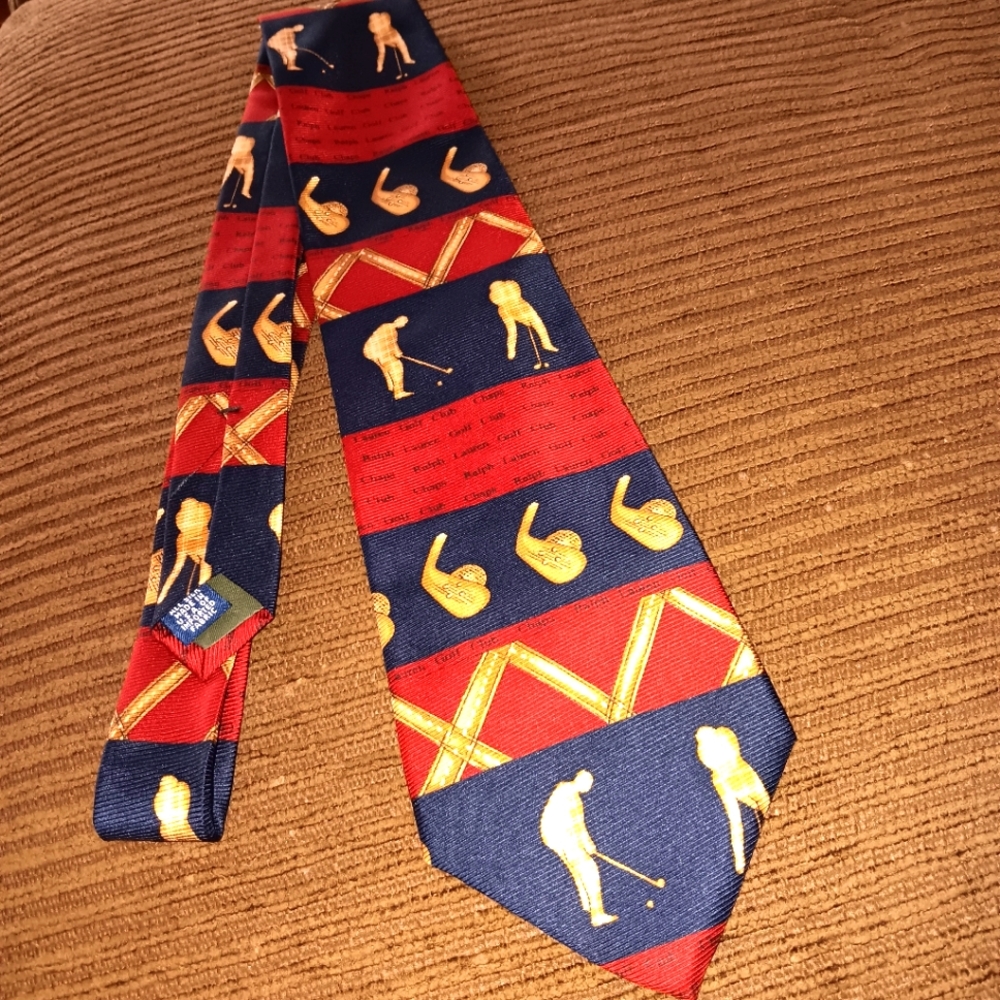 Vintage Chaps Ralph Lauren Silk ⛳️ Golf Graphic Tie